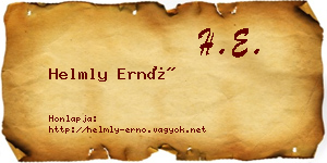 Helmly Ernő névjegykártya